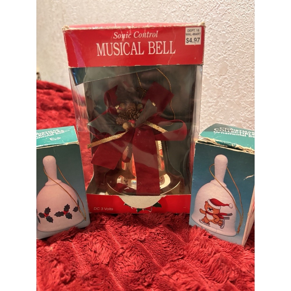 I Can Hear The Bells Lot Of 3 Musical Bell 2AA Works Manual Bells Bear & Holly